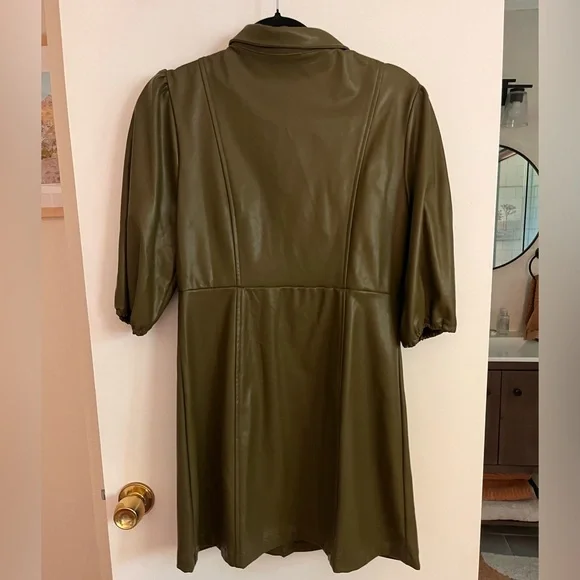 Faux Leather Button Dress - Picture 6 of 6
